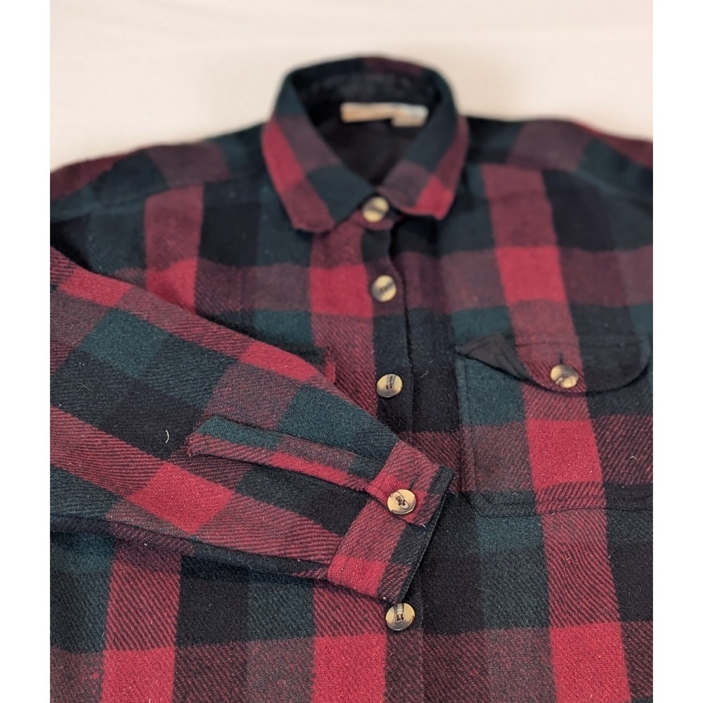 VTG 90's Plaid Wool Work Barn Jacket Red Black Weathervane Long Sleeve Coat L/XL - Picture 3 of 11